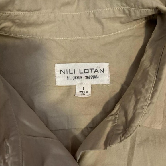 Nili Lotan Yorke Shirt Women’s Large Khaki Oversized Button Up Long Sleeve Top - Picture 5 of 6